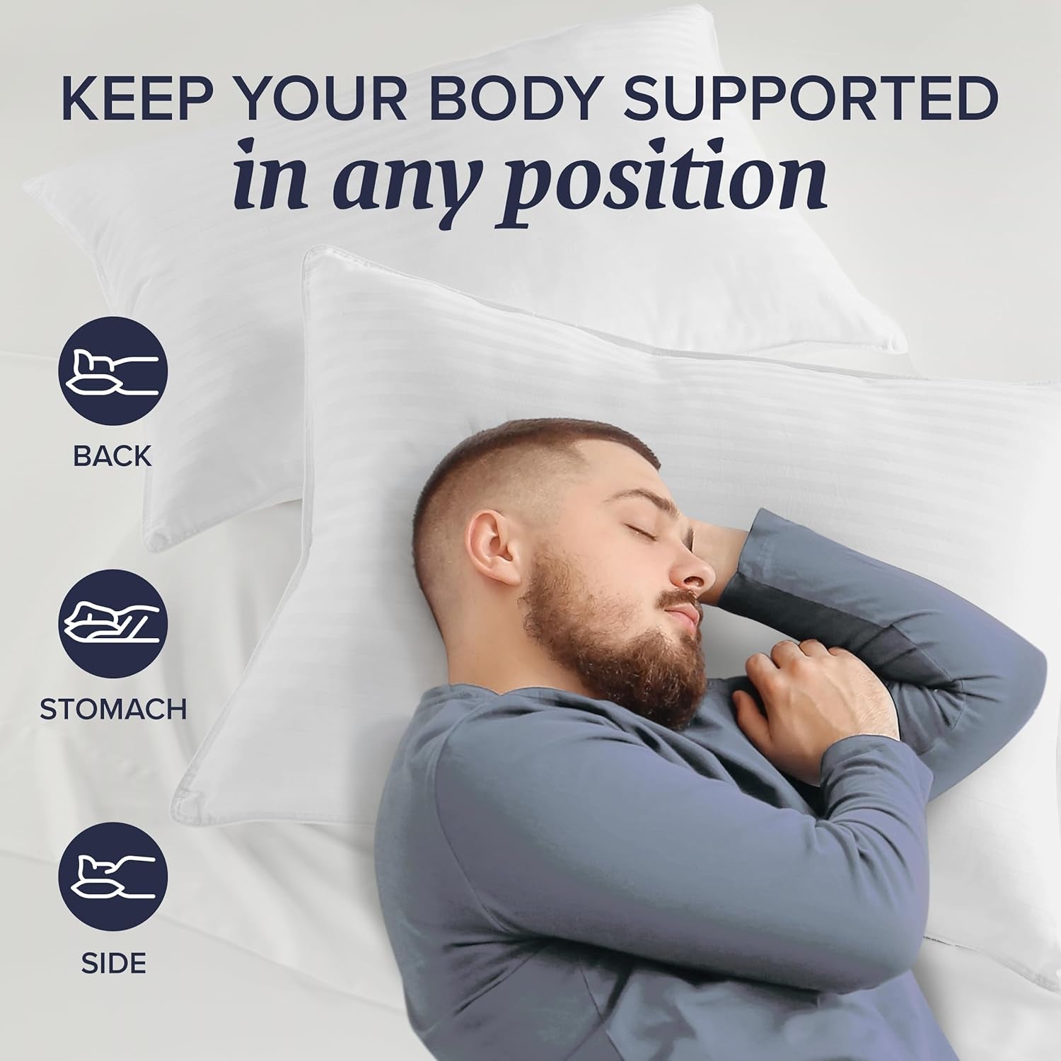 Bed Pillows Standard/Queen Size Set of 2 - Original Soft down Alternative Pillow for Sleeping - Soft Support for Back, Stomach or Side Sleepers