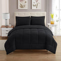 Sweet Home Collection 7 Piece Comforter Set Bag Solid Color All Season Soft Down Alternative Blanket & Luxurious Microfiber Bed Sheets, Black.