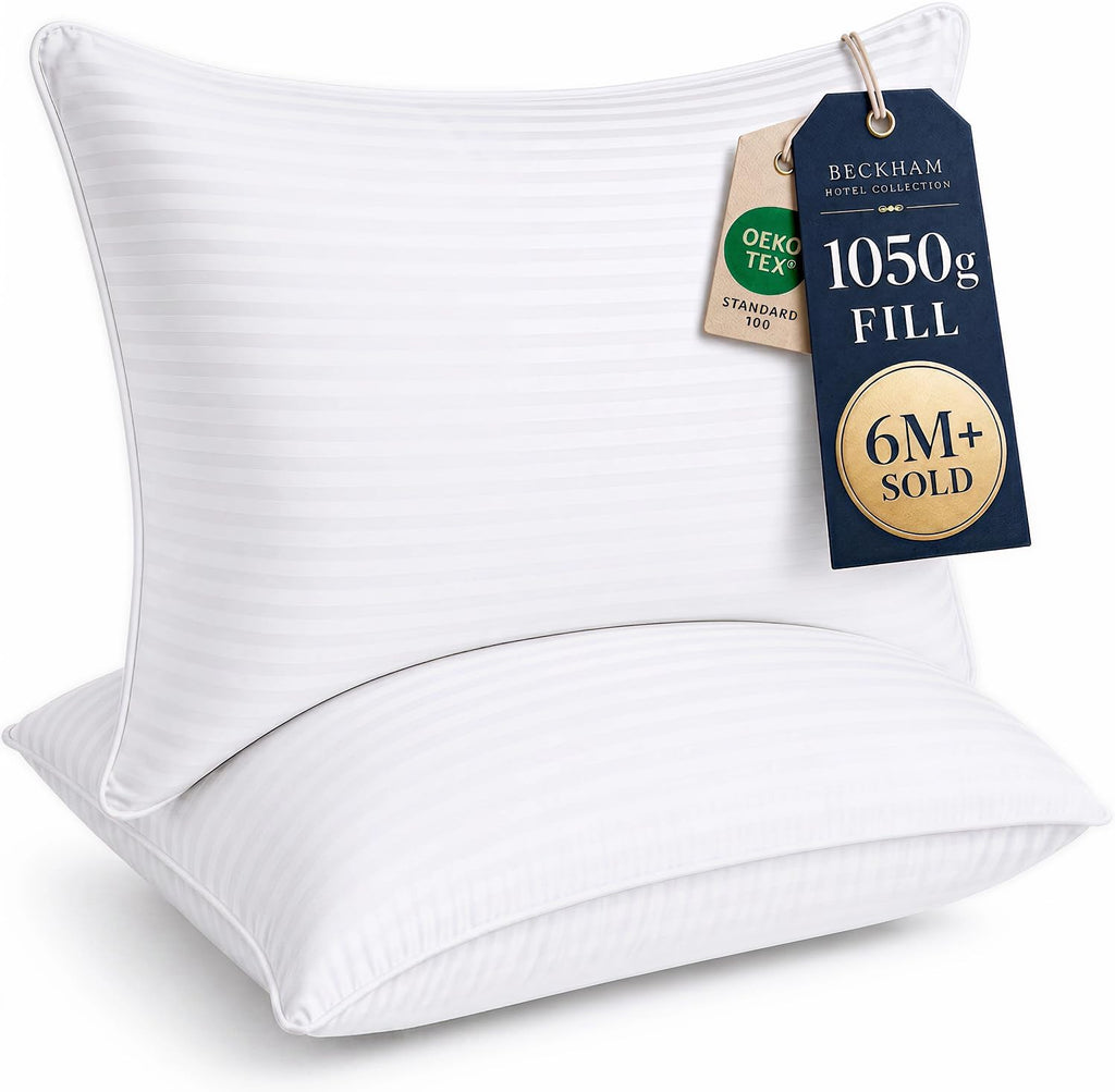 Beckham Hotel Collection Bed Pillows Standard/Queen Size Set of 2 | Original Soft Down Alternative Pillow for Sleeping, Soft Support for Back, Stomach or Side Sleepers