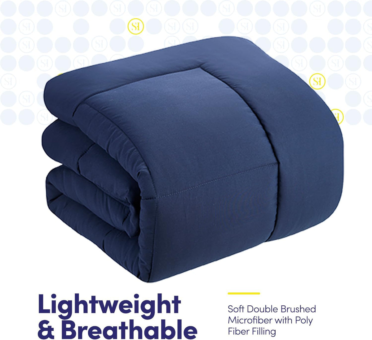 Dark blue comforter Set with Sheets Bed in a Bag – Deep Pocket Fitted Sheet with Elastic Corners, Cozy Comforter, Pillowcases & Shams – Soft Microfiber All Season Bedding – Machine Washable