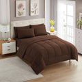 Sweet Home Collection 5 Piece Comforter Set Bag Solid Color All Season Soft Down Alternative Blanket & Luxurious Microfiber Bed Sheets, Brown