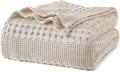 PHF Lightweight 100% Cotton Waffle Blanket for Bed, Light Taupe